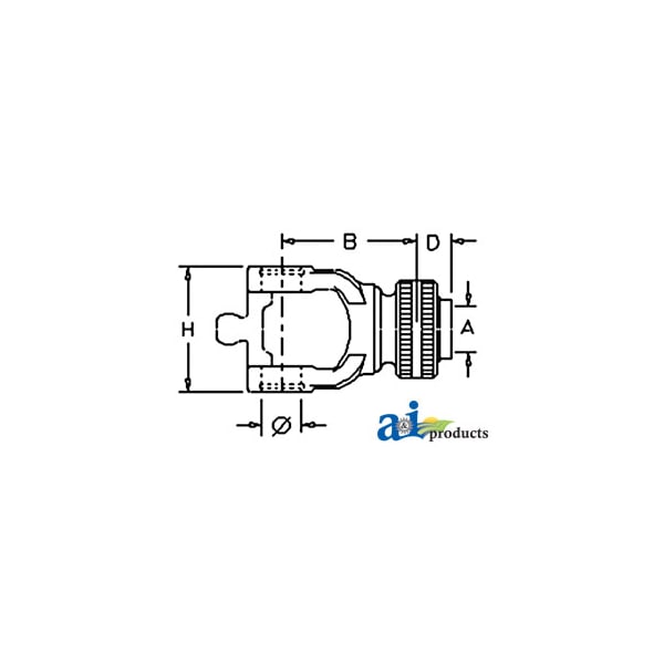 Yoke, CV, Type 80, 1 3/8" 21 Spline, Collar Type QD 3" x4.5" x8"
